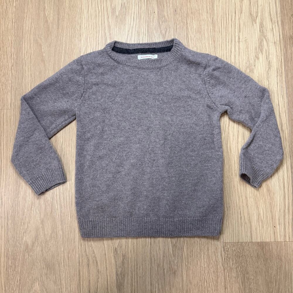Monoprix Kids Grey Wool Crew Neck Sweater | Essential Knitwear Size 8